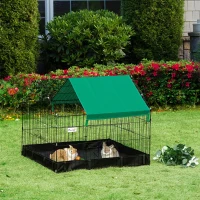 PawHut Rabbit Cage Guinea Pig Playpen Small Animal House for Kitties Puppies, w/ Water Proof Oxford Roof Floor 90 x 75 x 75 cm(m-10)