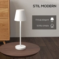 HOMCOM Lampă de Masă cu 3 Lumini Albe, Lampă Portabilă Modernă cu Cablu Inclus, Ø11,2x36,5 cm, Alb(m-6)