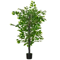 HOMCOM Planta Artificial Ficus 135 cm com Vaso 756 Folhas Planta Artificial Realista para Interior e Exterior Verde(m-10)