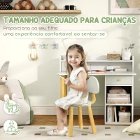 AIYAPLAY Conjunto de Secretária e Cadeira para Crianças Mesa de Estudo com Prateleiras e Gaveta Carga 80 kg 85x48x73 cm Verde(m-6)