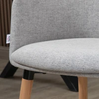 HOMCOM Cadeira de Sala de Jantar Estofada em Linho Sintético com Apoio para os Braços e Pés de Madeira 57x56x72cm Cinza(m-8)