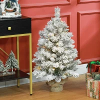 HOMCOM 3ft Snowy Tabletop Christmas Tree, with LED Lights(m-10)