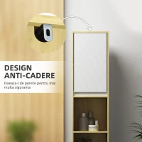 HOMCOM Dulap Înalt de Baie Spațios, Mobilier de Baie cu 2 Dulapuri și Rafturi Reglabile, 30x24x170 cm, Lemn Natural(m-7)