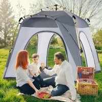 Outsunny 4 Person Automatic Camping Tent, Outdoor Pop Up Tent, Portable Backpacking Dome Shelter, Light Grey(m-10)