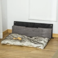 PawHut Cuccia per Cani Rialzata con Pannelli in Legno MDF, Cuscino Imbottito, 81Lx56x23.5cm, Grigia(m-8)