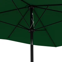 Outsunny Rectangular Outdoor Parasol Market Umbrella with Crank & Push Button Tilt, 6 Ribs, Aluminium Pole, 2 x 3(m), Green(m-9)