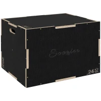 SPORTNOW Multi-Faceted Jump Box, Wooden Step Up Box, for Home, Gym, Exercise, 41/51/61cm - Black(m-1)