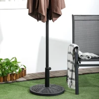 Outsunny Baza de umbrela de gradina  rotunda cu efect de ratan ø45cm, baza cu greutate de 9,5 kg, negru(m-9)
