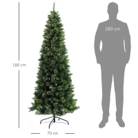 HOMCOM Árvore de Natal Artificial 180 cm Árvore de Natal com 648 Ramos Fácil de Montar e Base Desmontável de Aço Ø70x180 cm Verde(m-3)