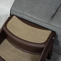 PawHut Foldable Pet Stairs Portable Dog Steps 3-Step Design with Non-slip Mats for High Beds, Sofas, 49 x 38 x 38 cm, Brown(m-8)