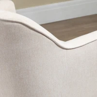HOMCOM Poltrona Estilo Nórdico Estofada em Linho com Pés de Madeira para Dormitório Escritório Estúdio 64,5x65x79,5 cm Creme(m-8)