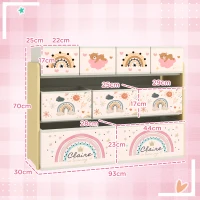 AIYAPLAY Etajeră Depozitare Jucării cu 3 Niveluri și 9 Cutii de Țesătură, Mobilier Depozitare Jucării, 93x30x70 cm, Galben(m-3)