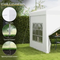 Outsunny Paviljoen, Partytent, 4 afneembare zijwanden, 2 ramen, metalen frame, 2,95 x 2,95 m, Wit(m-6)