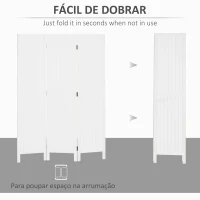 HOMCOM Biombo 3 Painéis Separador de Ambientes Dobrável 120x1,8x170 cm Painel de Privacidade Estilo Rústico Branco(m-6)