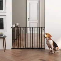 PawHut Wide Dog Safety Gate, with Door Pressure, for Doorways, Hallways, Staircases - Black(m-8)