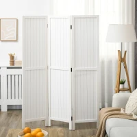 HOMCOM Biombo 3 Painéis Separador de Ambientes Dobrável 120x1,8x170 cm Painel de Privacidade Estilo Rústico Branco(m-7)