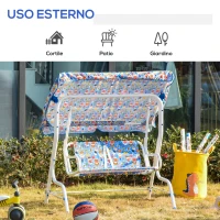 Outsunny Dondolo da Giardino per Bambini a 2 Posti con Cintura di Sicurezza e Tettuccio, 110 x 70 x 110cm(m-7)