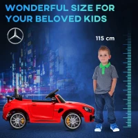 HOMCOM Masinuta Electrica pentru Copii 12V cu Licenta Mercedes-AMG GTR, Viteza 3-5km/h si Telecomanda, 105x58x45 cm, Rosu(m-8)