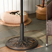 Outsunny 13kg Round Umbrella Base Outdoor Parasol Base Weight Stand Holder for Outdoor Garden Bronze Tone(m-10)