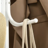 HOMCOM Cabide de Pé com 2 Prateleiras Cabide de Pé para Roupa de Metal com 8 Ganchos Ø34x181 cm Branco(m-8)