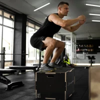 SPORTNOW Multi-Faceted Jump Box, Wooden Step Up Box, for Home, Gym, Exercise, 41/51/61cm - Black(m-10)