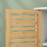 HOMCOM Móvel para Lavatório Móvel Sob Lavatório Moderno com Portas Magnéticas de Bambu e Estante Ajustável 60x30x60 cm Branco e Madeira(m-8)