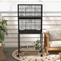 PawHut Two-Tier Bird Cage on Wheels, with Stand, for Small Birds(m-9)