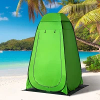 Outsunny Shower Tent, Pop Up Toilet Tent Privacy Tent, Outdoor Changing Dressing Bathing Shelter with Portable Carrying Bag and Removable Floor, for Camping Travel Fishing Hiking, Green(m-10)
