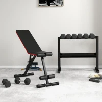 SPORTNOW Suport pentru Gantere pe 2 Niveluri, Organizator Stabil de Depozitare a Greutăților, 92.5x50.5x80.5 cm, Negru(m-9)