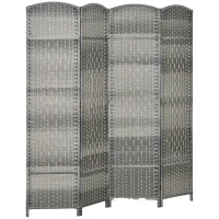 HOMCOM Biombo Dobrável de 4 Painéis Divisor de Ambientes 180x180 cm Ecrã de Privacidade de Polipropileno para Quarto Cinza Misto(m-10)