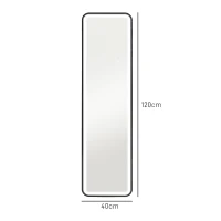 HOMCOM Oglindă de Perete cu Iluminare LED Reglabilă, Control la Atingere și Funcție de Memorie, 40x3x120 cm, Negru(m-3)