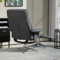 HOMCOM Relaxfauteuil met Voetenbank, Verstelbare Rugleuning, Fluweelachtig, Tot 150 kg, Antraciet(m-7)