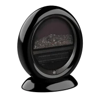 HOMCOM Freestanding Electric Fireplace Indoor Space Table Top Heater with Realistic Flame Effect, Rotatable Head, Overheating Protection, 1500W, Black(m-2)