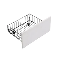 Lit rembourré avec coffre de rangement hydraulique et trois tiroirs, sommier à lattes, sans matelas, 180×200 cm, Blanc(m-9)