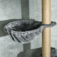 PawHut Floor to Ceiling Cat Tree for Indoor Cats, 6-Tier Play Tower Climbing Activity Center with Scratching Post, Platforms, Bed, Hammock, Adjustable Height 230-250cm, Grey(m-9)