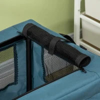 PawHut Transportadora para Cães e Gatos Portátil Dobrável com 3 Portas e Almofada Suave 60x42x42 cm Azul(m-8)