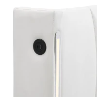 King Size Bed with Storage and Adjustable Headboard, LED Bed Base with USB Port, 201L x 151W x 103H cm, White(m-12)