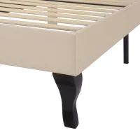 Cama tapizada con cabecero ajustable en altura y somier, sin colchón, 90×200 cm, Beige(m-9)