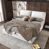 Lit rembourré avec coffre de rangement hydraulique et trois tiroirs, sommier à lattes, sans matelas, 180×200 cm, Blanc(m-4)