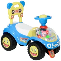 AIYAPLAY Foot to Floor oddler Ride on Toy w/ Music, Light, Horn, Under Seat Storage, Anti-Over-Backwards Device, Blue(m-1)