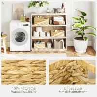 HOMCOM Zestaw 3 koszy do przechowywania z uchwytami i metalową ramą, do regałów, salonu, łazienki, w naturalnym odcieniu(m-5)