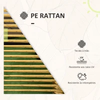 Outsunny Conjunto de 3 Peças de Jardim com 2 Cadeiras de Vime com Encosto Dobrável e Almofadas e Mesa de Vidro Natural e Preto(m-7)