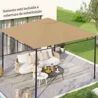 Outsunny Toldo de Substituição de 3x3m para Pérgola de Jardim com 8 Orifícios de Drenagem e Ventilação Bege(m-2)