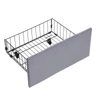 Letto imbottito con contenitore idraulico e tre cassetti, rete a doghe con testiera, senza materasso, 140x200 cm, Grigio(m-9)