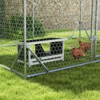 PawHut Ninho para Galinhas de Madeira Caixa para 2 Galinhas com Telhado Asfáltico para Interior e Exterior 66x37x34 cm Cinza(m-8)