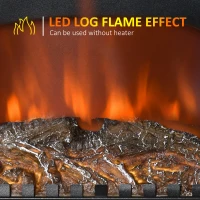 HOMCOM Electric Fireplace Stove Heater with LED Fire Flame Effect, Double Door, Freestanding & Portable with Overheat Protection, 1000W/2000W, Black(m-6)