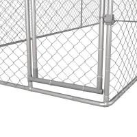 PawHut Canil de Exterior para Cães Parque para Cães com 1 Porta Estrutura de Aço Toldo Impermeável e Anti-UV 600x230x230 cm Prata(m-9)