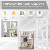 HOMCOM Libreria Scaffale Moderna di Design a 8 Ripiani in Legno Truciolare, Arredamento Casa e Ufficio, 70x24x178cm Bianco(m-4)