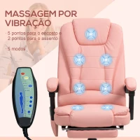 Vinsetto Cadeira de Massagem com 7 Pontos de Massagem Reclinável com Apoio para os Pés e Controlo Remoto 67x67x111-121 cm Rosa(m-4)