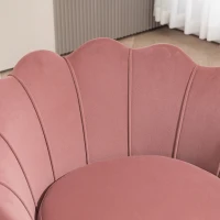 HOMCOM Poltrona de Sala Estofada em Veludo com Encosto em Forma de Concha e Pernas Douradas 76x67x74 cm Rosa(m-8)